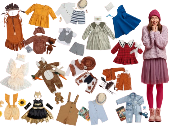 "لباس های موجود در آتلیه کودک تیرشات" "دختربچه با لباس پرنسسی در آتلیه"